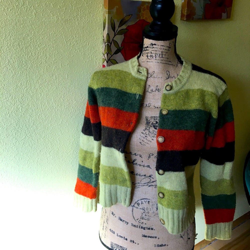 American eagle 100% wool sweater striped warm